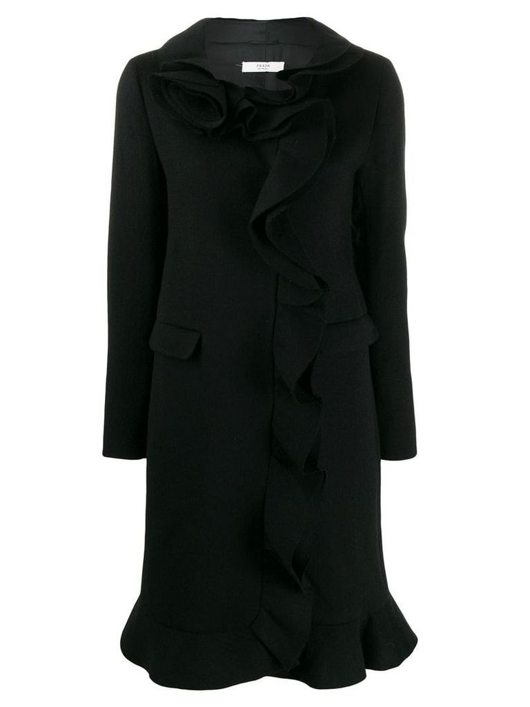 Prada Pre-Owned 2000's Prada ruffle coat - Black