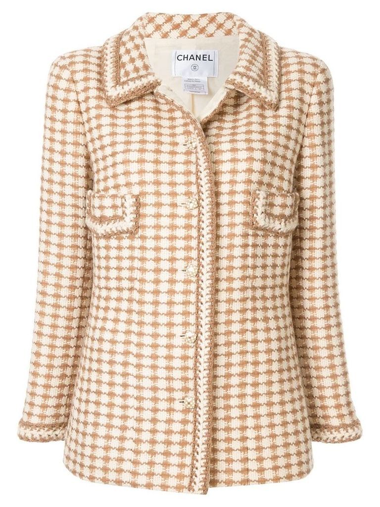 Chanel Pre-Owned woven patterned slim jacket - Neutrals