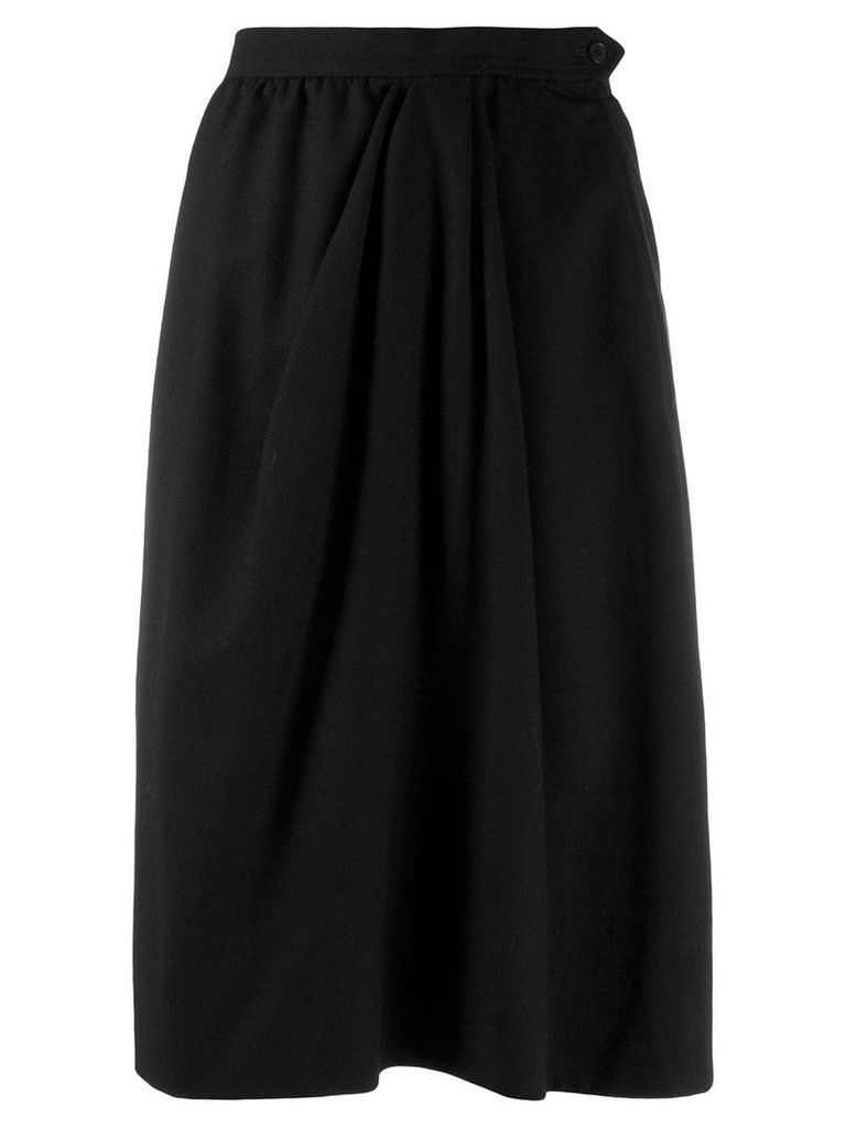 Yves Saint Laurent Pre-Owned 1980's gathered knee-length skirt - Black