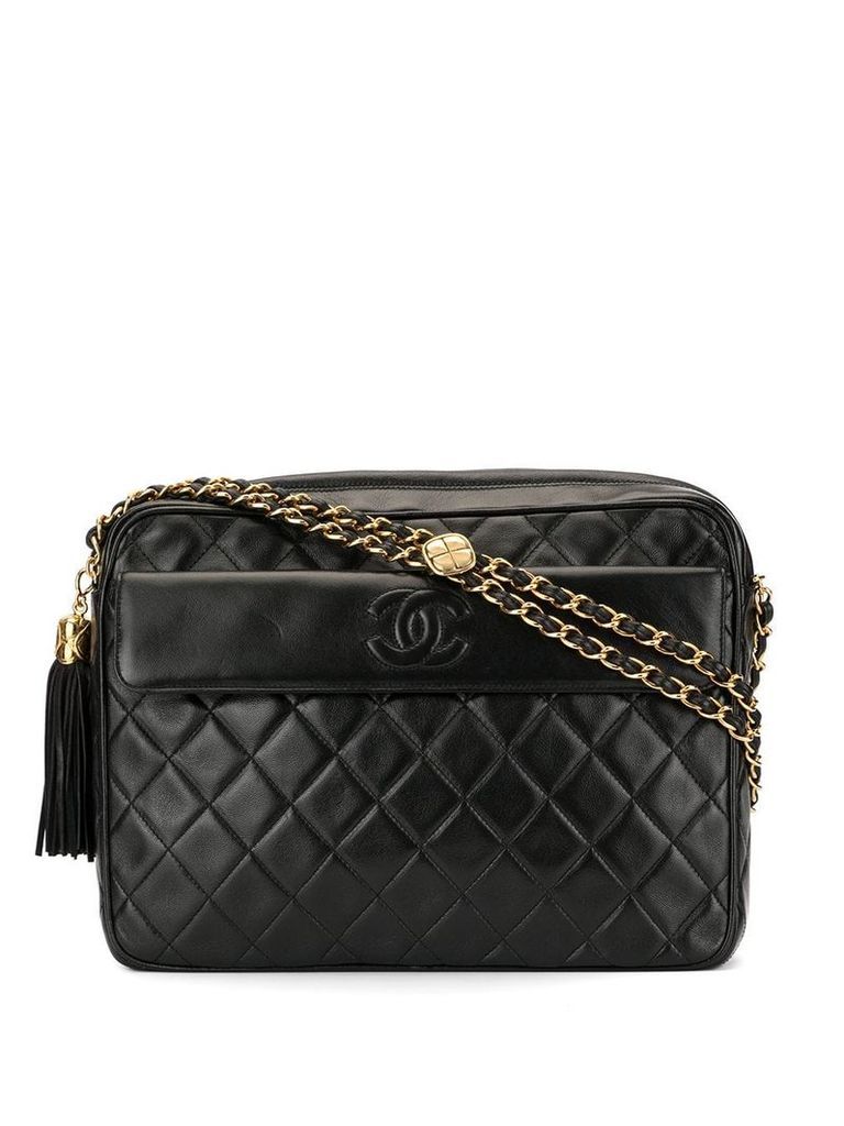 Chanel Pre-Owned quilted fringe chain shoulder bag - Black