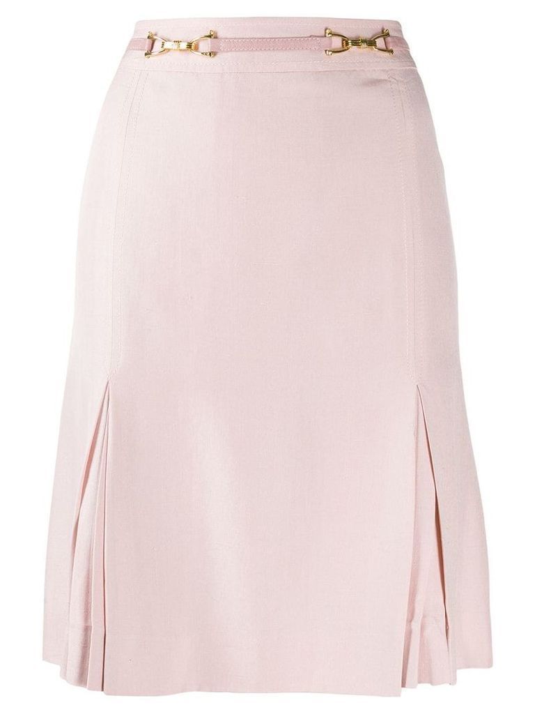 Céline Pre-Owned box pleated belted skirt - PINK
