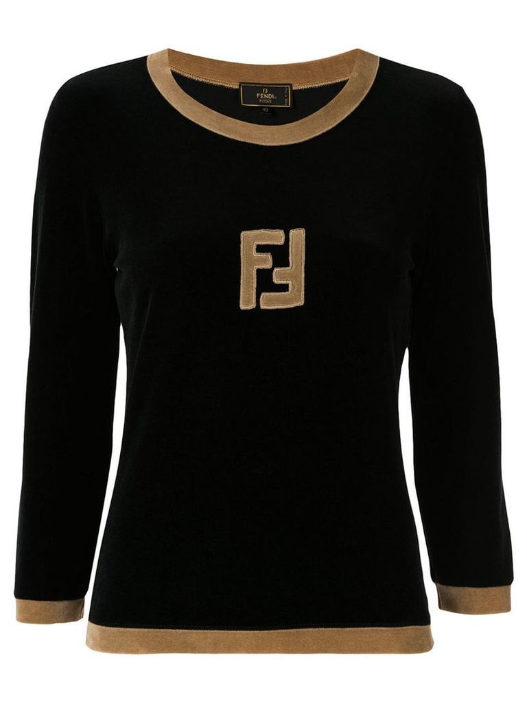 Fendi Pre-Owned long sleeve logo top - Black