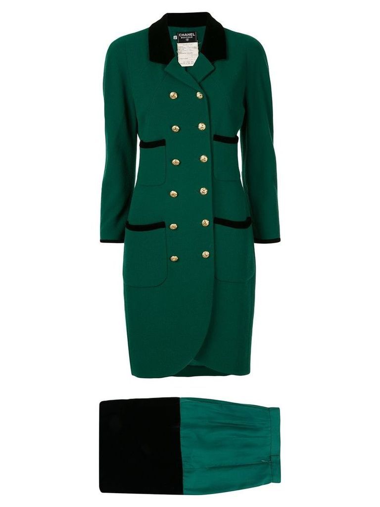 Chanel Pre-Owned CC button coat - Green