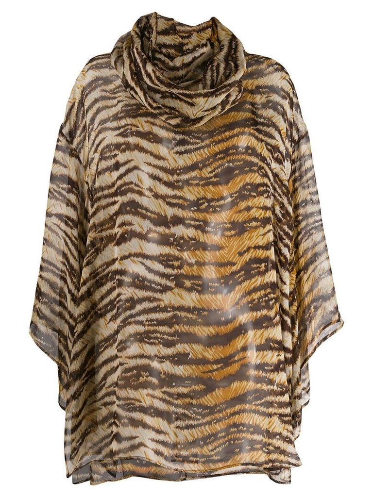 Dolce & Gabbana Pre-Owned 1990's tiger print sheer blouse - Brown