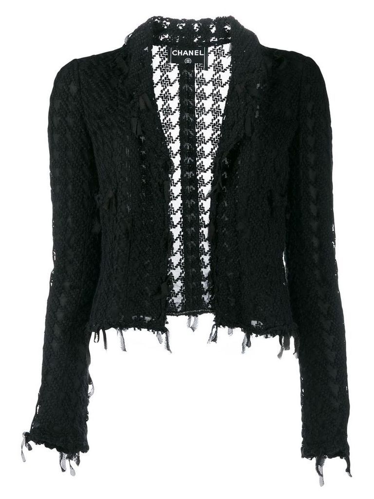 Chanel Pre-Owned 2005 lace frayed jacket - Black