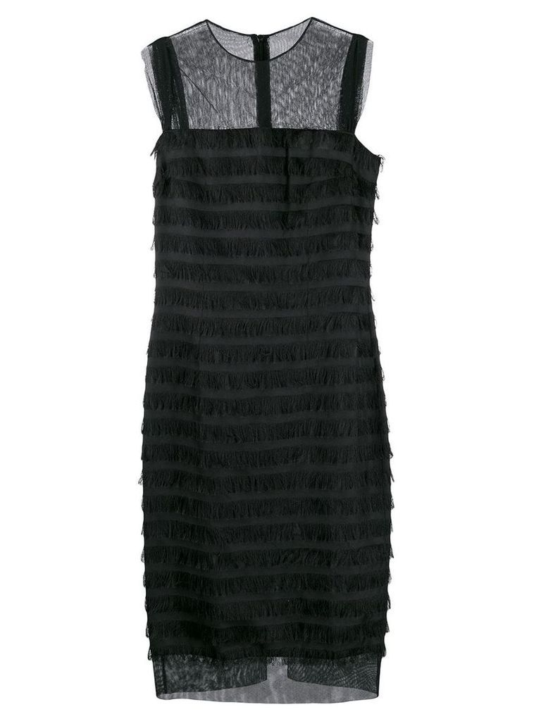 Balenciaga Pre-Owned 2000's sheer panels fringed dress - Black