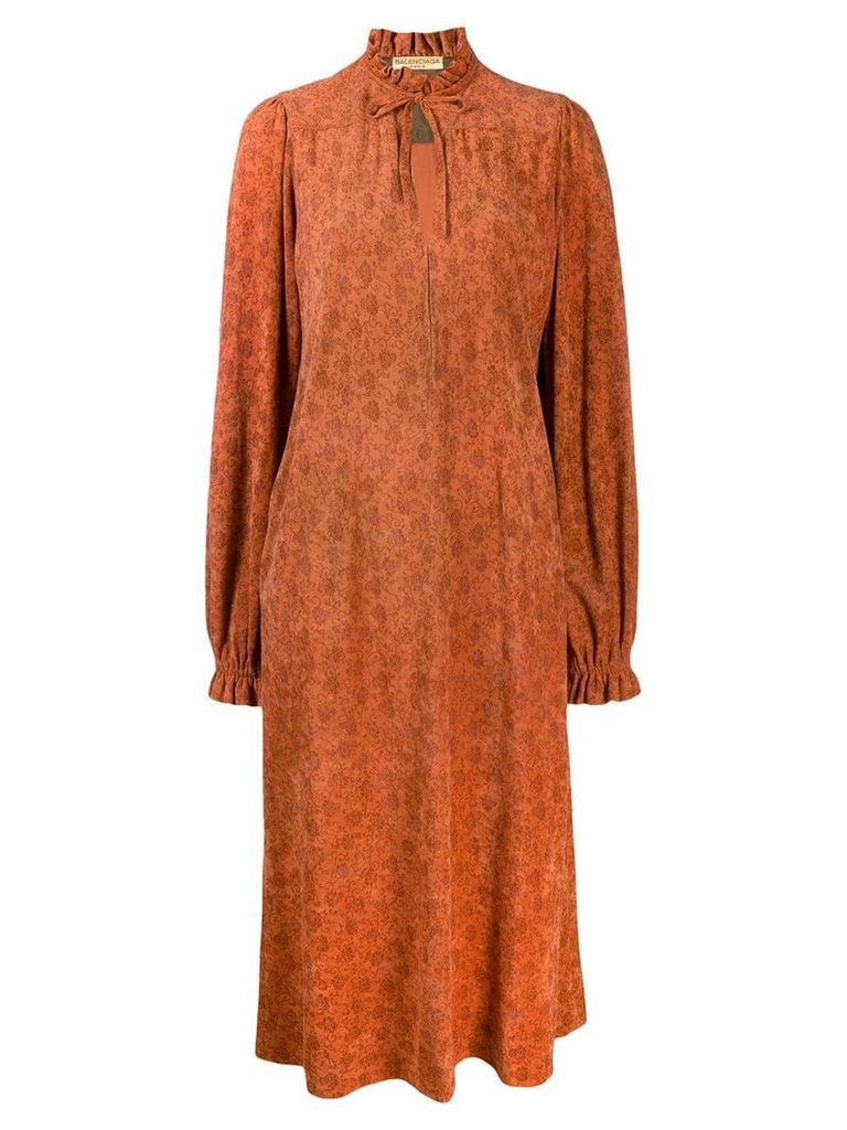 Balenciaga Pre-Owned 1970's plush effect floral dress - ORANGE