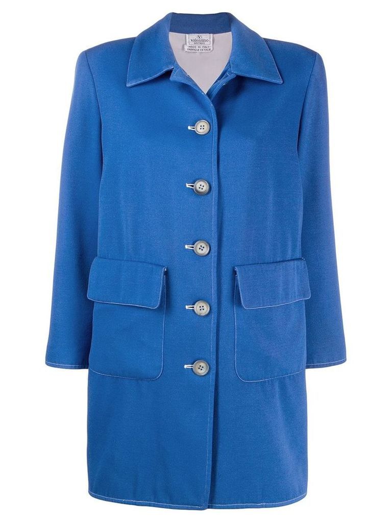 Valentino Pre-Owned 1980's button-down wool coat - Blue