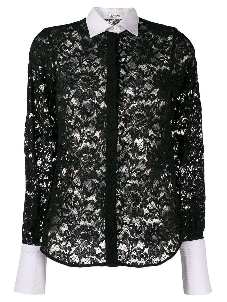 Valentino Pre-Owned 2000's floral lace shirt - Black