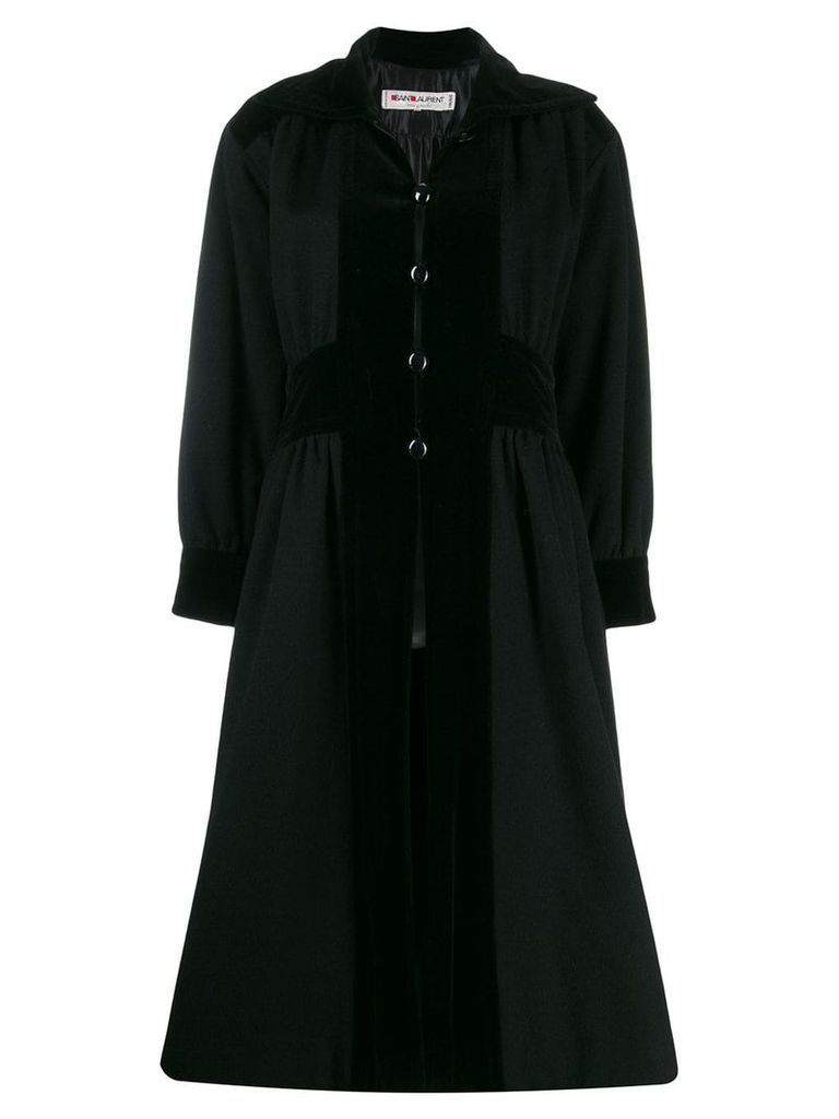 Yves Saint Laurent Pre-Owned 1980's buttoned midi coat - Black