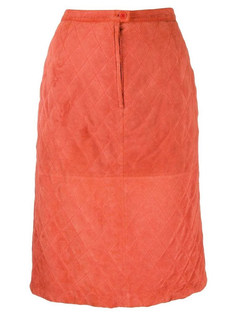 Valentino Pre-Owned 1980's diamond quilted skirt - ORANGE