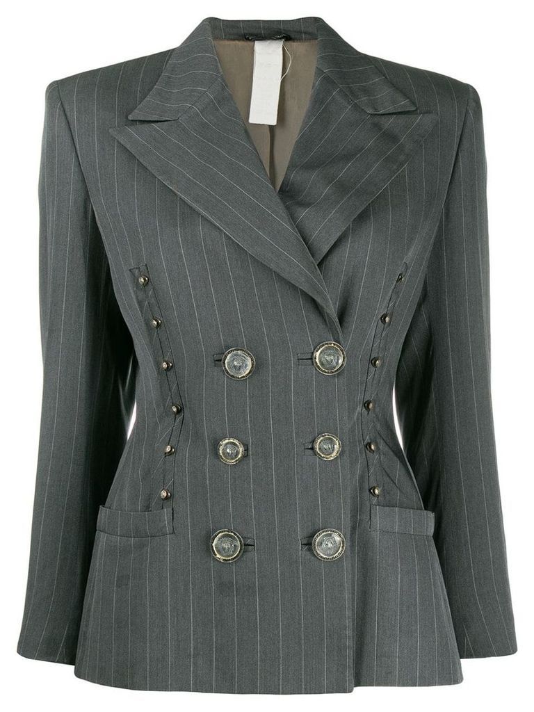 Versace Pre-Owned 1980's pinstriped double-breasted jacket - Grey