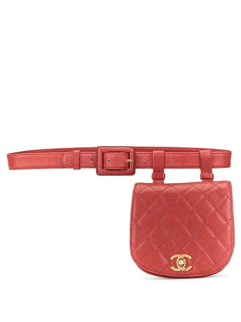 Chanel Pre-Owned diamond quilted CC belt bag - Red