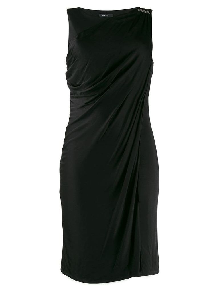 Versace Pre-Owned buckle detail draped dress - Black