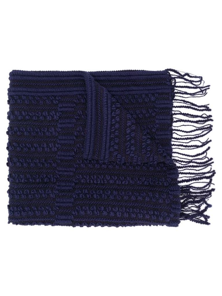 Giorgio Armani Pre-Owned 1990's knitted fringed scarf - Blue