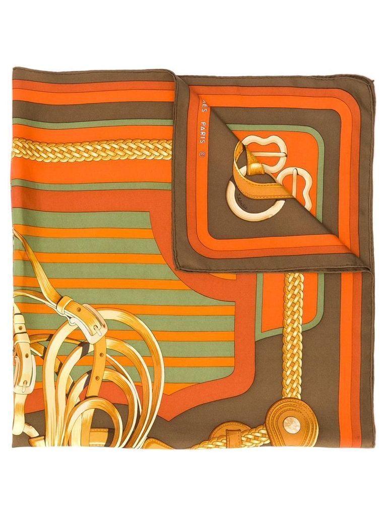 Hermès Pre-Owned 1970's harness print scarf - Orange