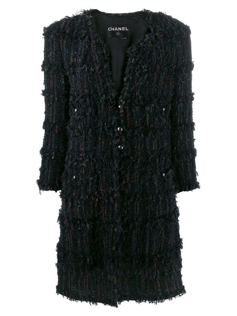 Chanel Pre-Owned woven midi coat - Black