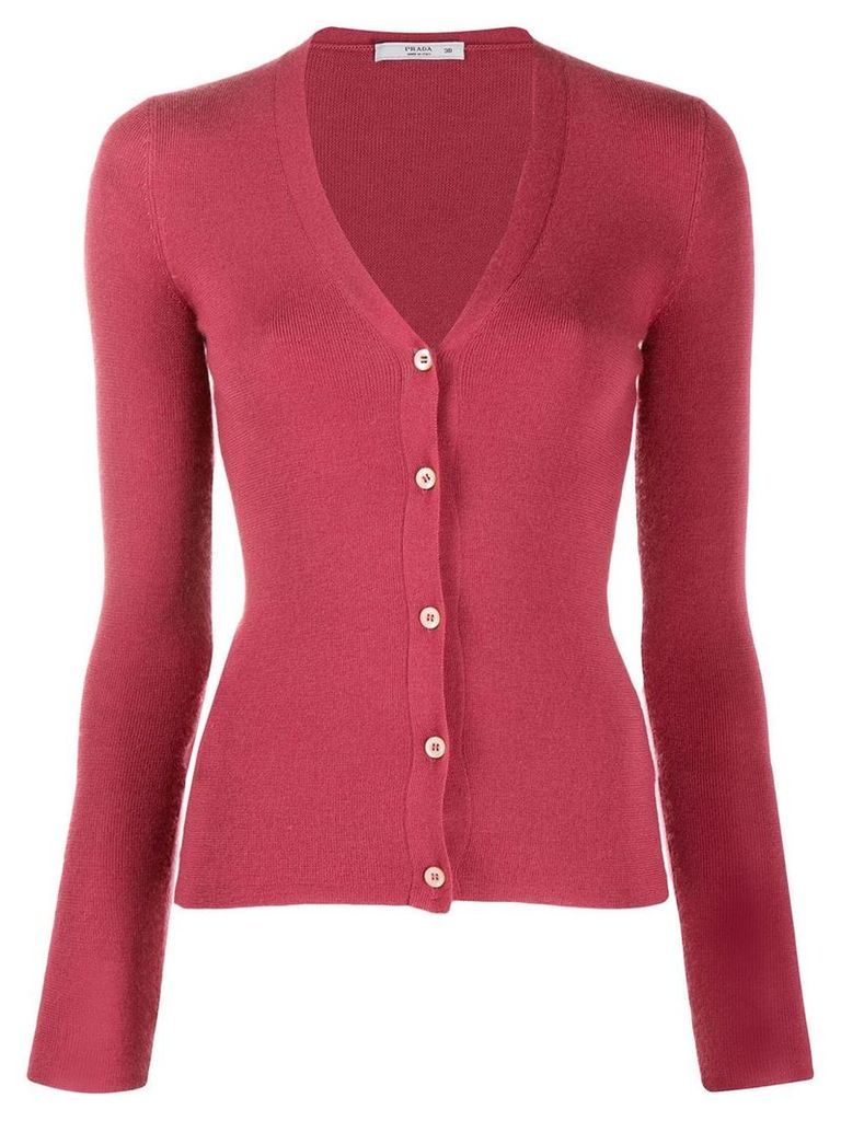 Prada Pre-Owned 1990's V-neck fitted cardigan - Pink