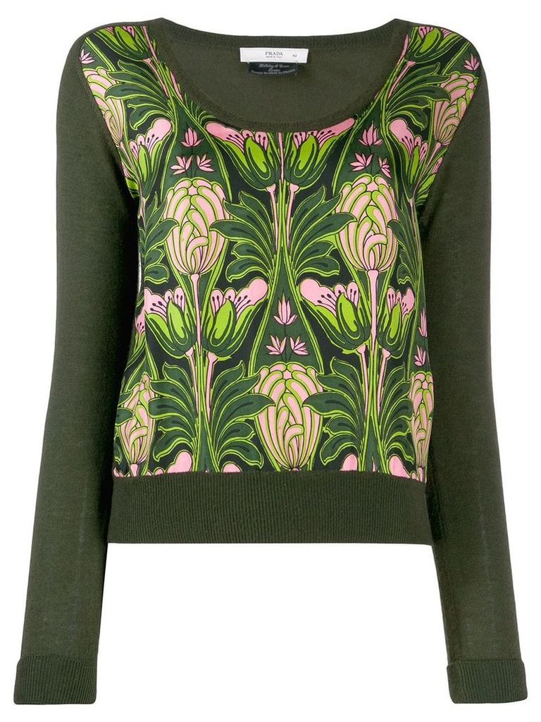 Prada Pre-Owned 1990's floral print knitted blouse - Green