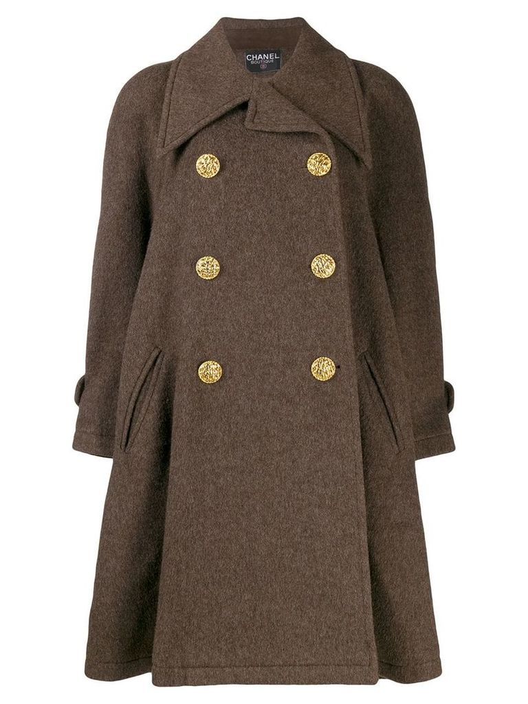 Chanel Pre-Owned 1980's flared double-breasted coat - Brown