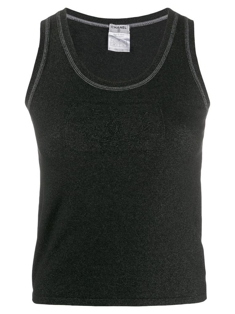 Chanel Pre-Owned 2004 logo embroidery knitted tank - Black