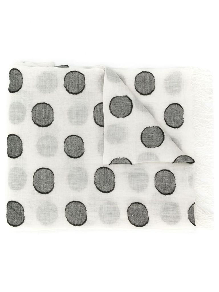 Yohji Yamamoto Pre-Owned 1990's polka dots frayed scarf - White