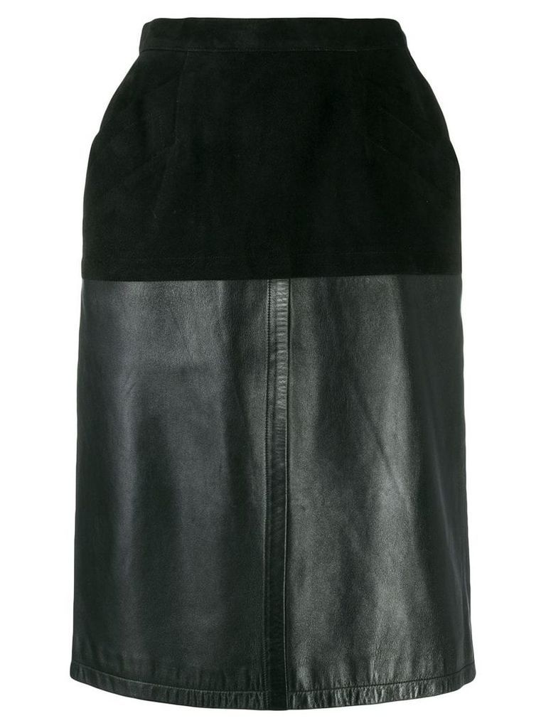 Yves Saint Laurent Pre-Owned 1980's velvet effect panel straight skirt