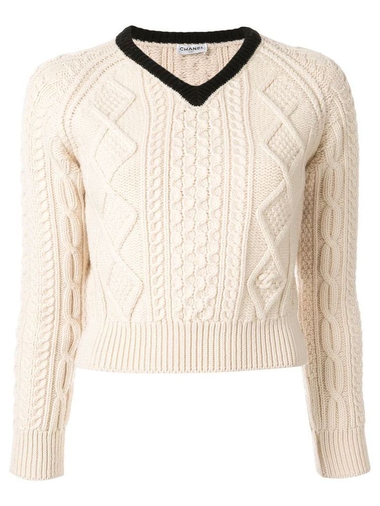 Chanel Pre-Owned cable knit sweater - White