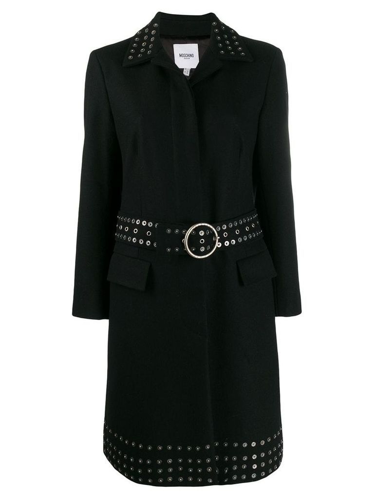 Moschino Pre-Owned 2000's studded midi coat - Black