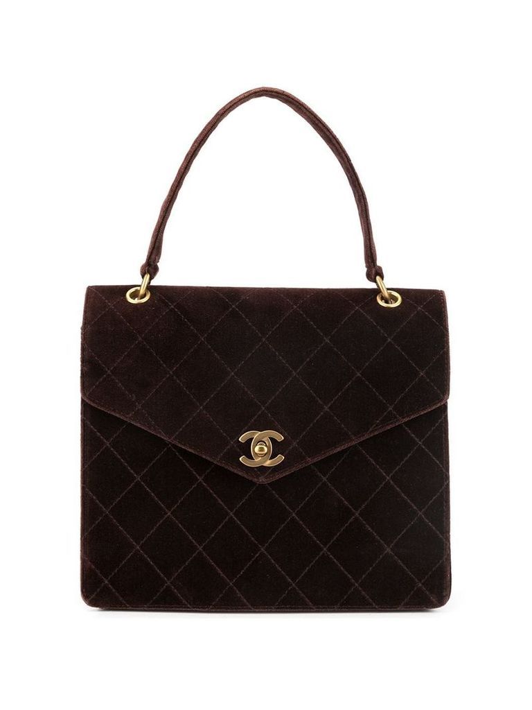 Chanel Pre-Owned velvet diamond quilted tote - Brown