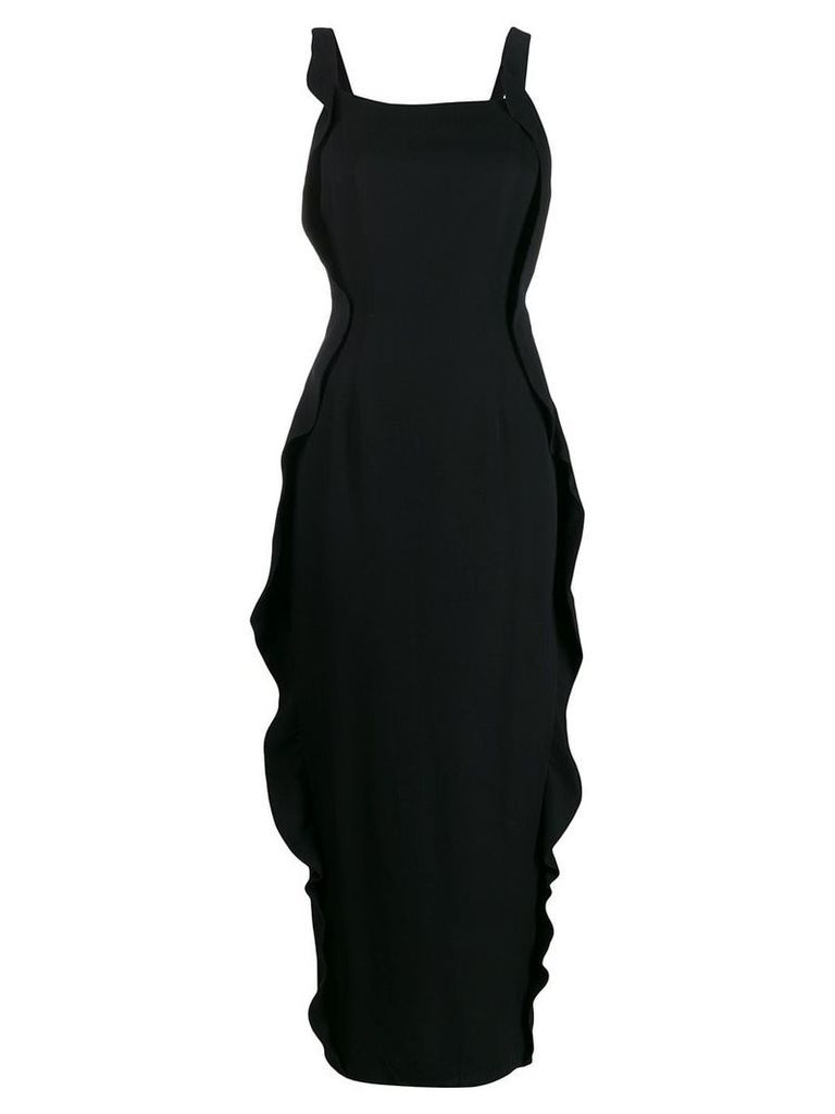 Giorgio Armani Pre-Owned ruffled details slim long dress - Black