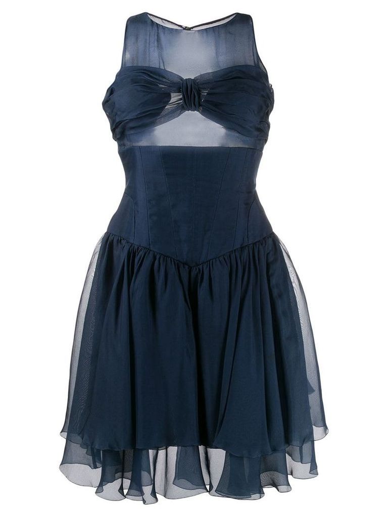 Chanel Pre-Owned gathered bustier dress - Blue