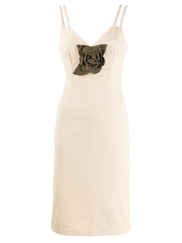 Dolce & Gabbana Pre-Owned flower appliqué dress - NEUTRALS