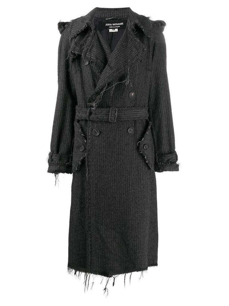 Junya Watanabe Comme des Garçons Pre-Owned pinstripe frayed trench