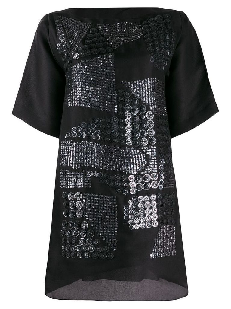 Missoni Pre-Owned asymmetric sequin embroidery T-shirt dress - Black