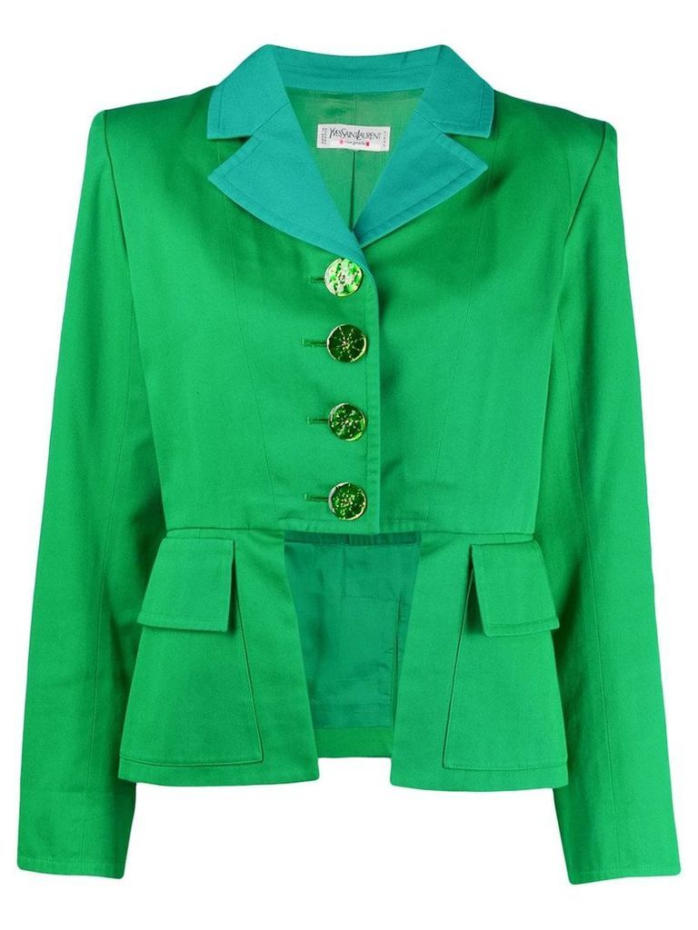 Yves Saint Laurent Pre-Owned 1980's cut-out cropped jacket - Green