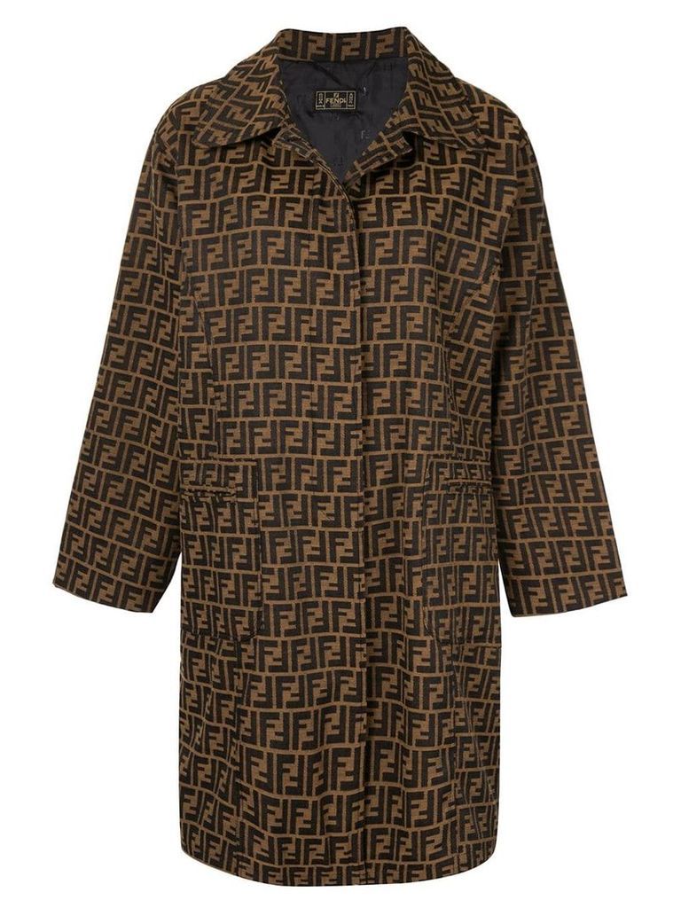 Fendi Pre-Owned Zucca pattern midi coat - Brown