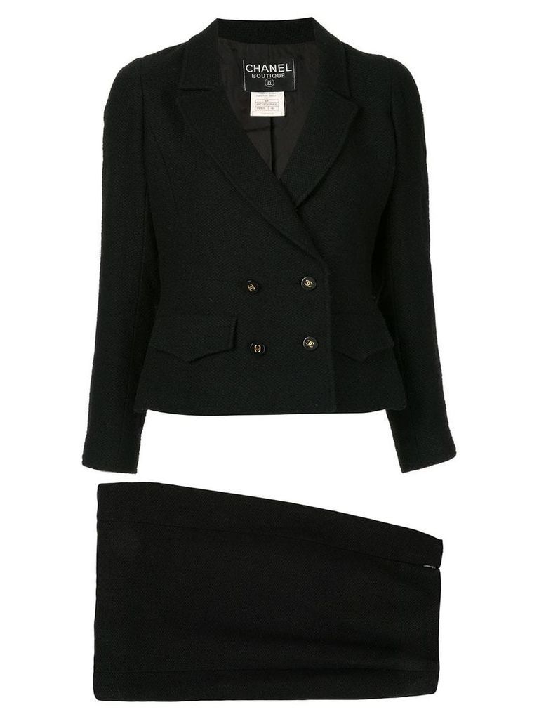 Chanel Pre-Owned double breasted slim skirt suit - Black