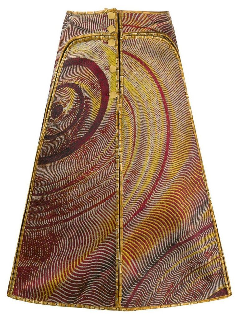 Fendi Pre-Owned 2000's abstract jacquard A-line skirt - Yellow
