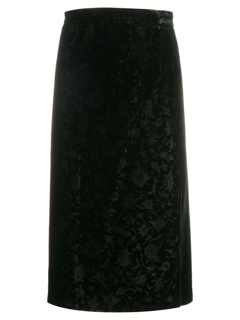 Valentino Pre-Owned 1980's floral jacquard pencil skirt - Black