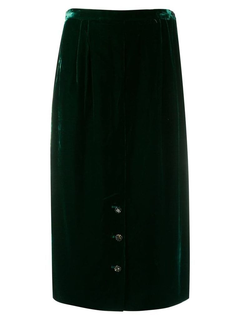 Valentino Pre-Owned 1980's velvet effect gathered skirt - Green