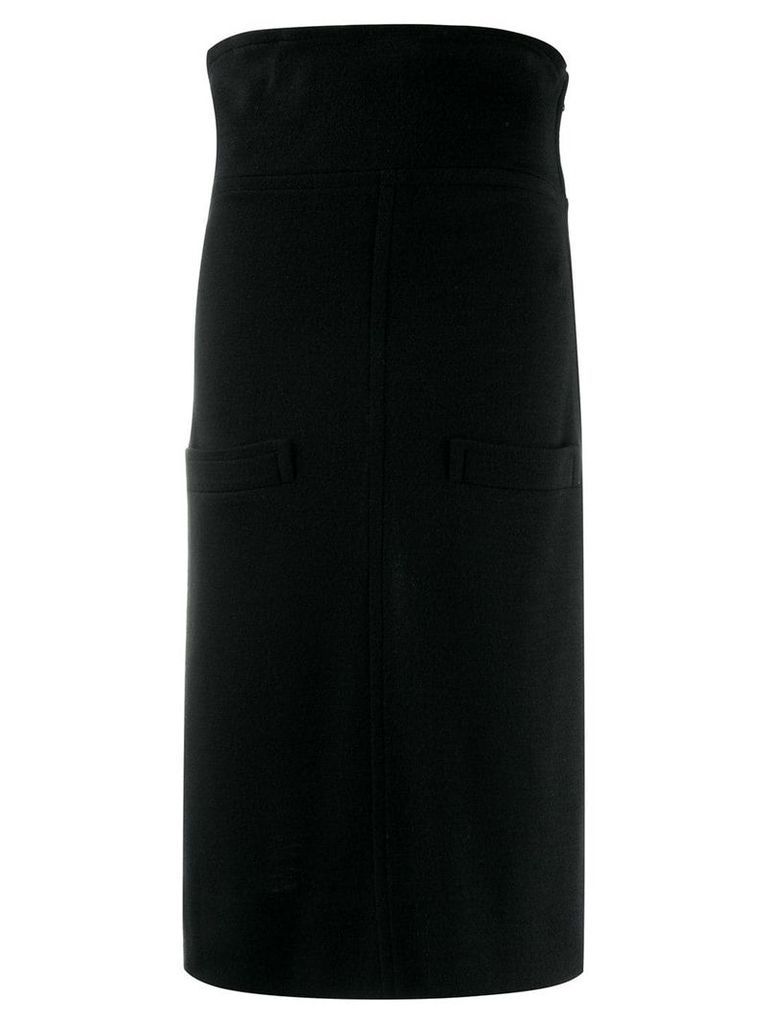 Yves Saint Laurent Pre-Owned 1980's flappy waist pencil skirt - Black