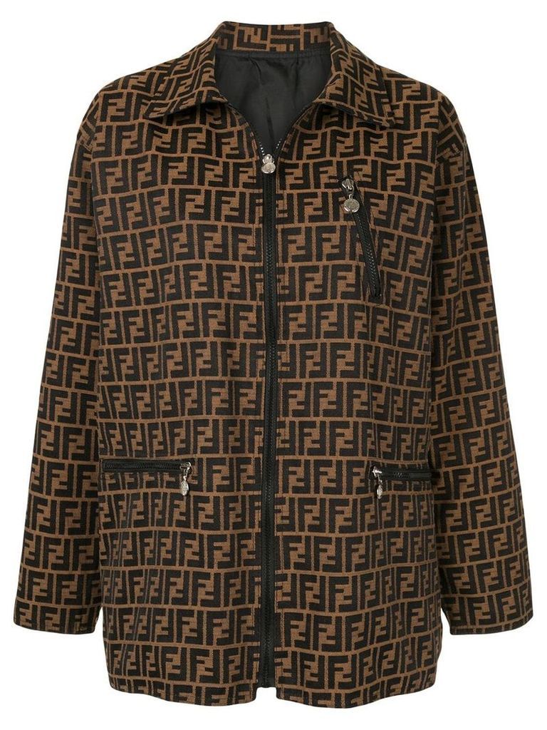 Fendi Pre-Owned monogram zipped coat - Brown