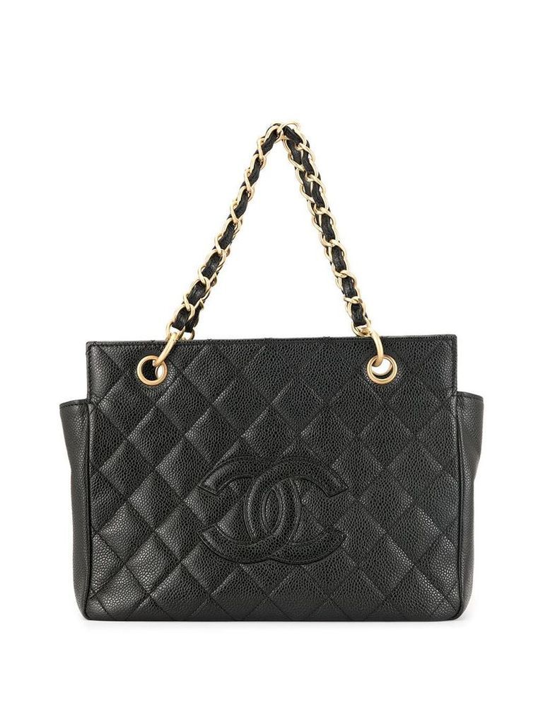 Chanel Pre-Owned diamond quilted chain tote - Black