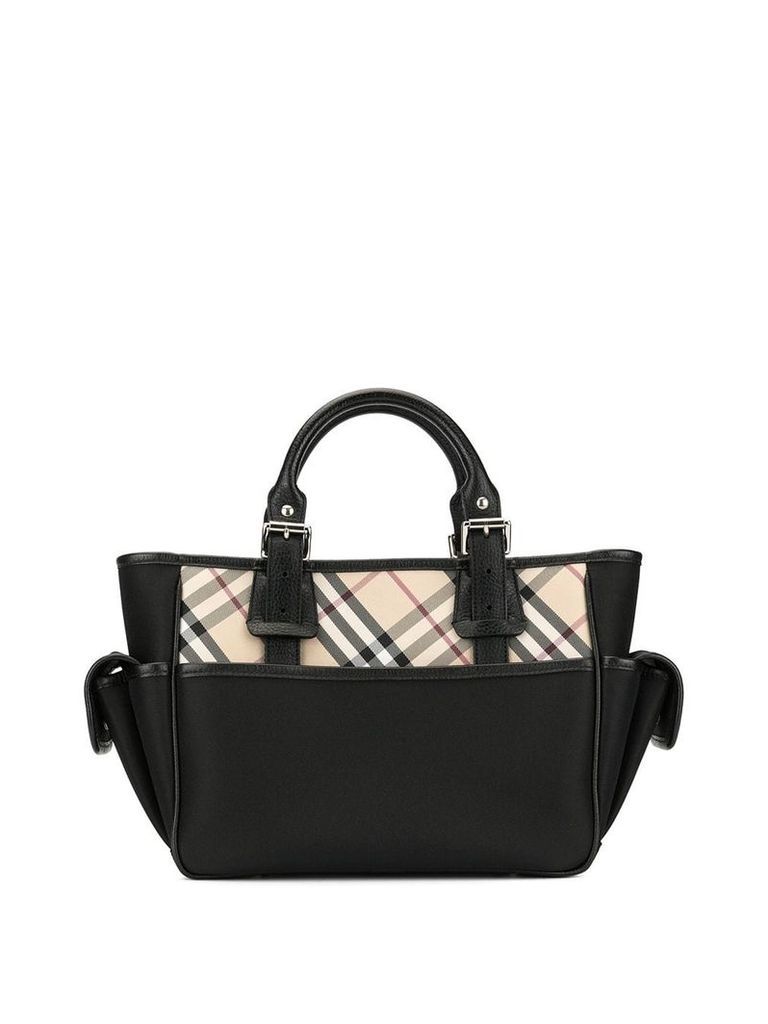 Burberry Pre-Owned check panels tote bag - Black