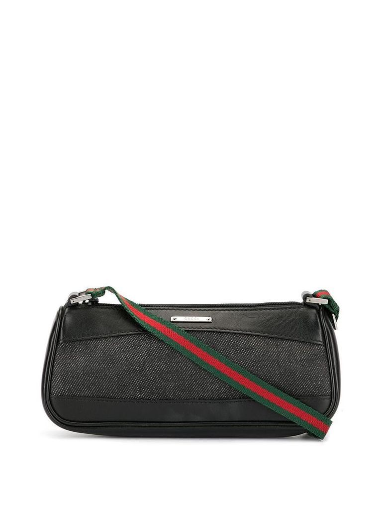 Gucci Pre-Owned Sylvie Web denim baguette shoulder bag - Black