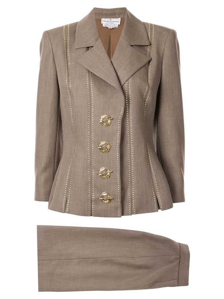 Valentino Pre-Owned slim studded skirt suit - NEUTRALS