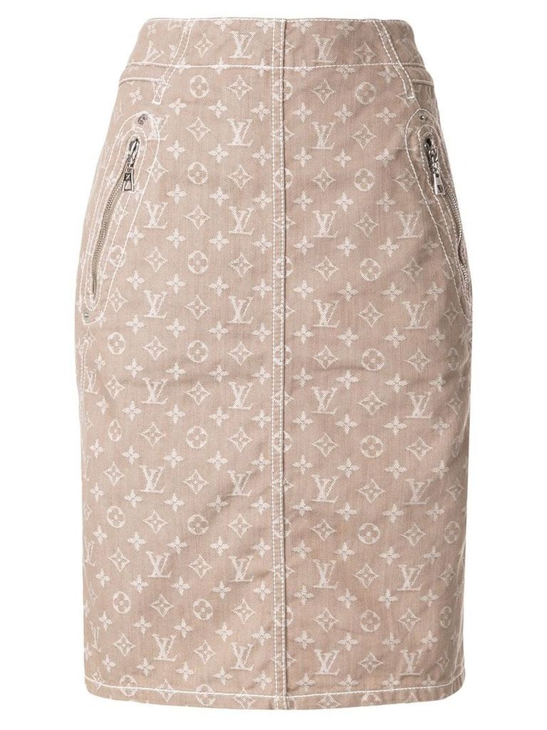 Louis Vuitton Pre-Owned jacquard monogram straight skirt - Neutrals