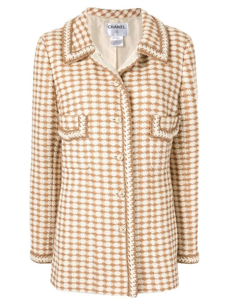 Chanel Pre-Owned checked single-breasted jacket - NEUTRALS