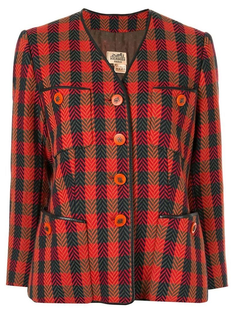 Hermès pre-owned checked single-breasted jacket - Red